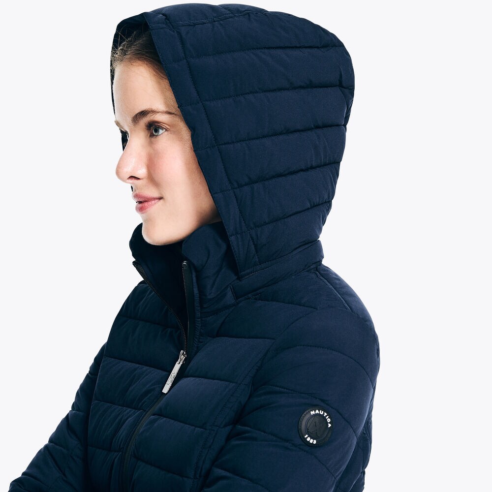 Puffer Jacket With Removable Hood,Stellar Blue Heather,large