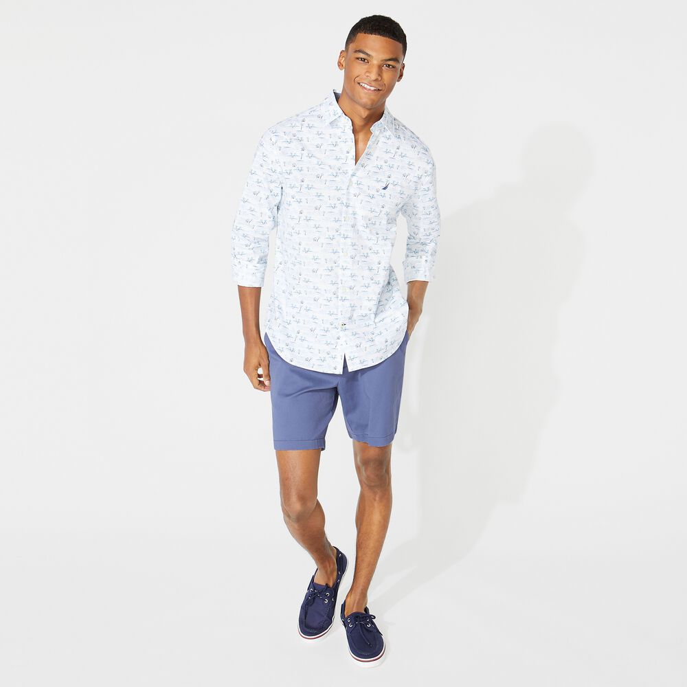 CLASSIC FIT PALM PRINT SHIRT,Bright White,large