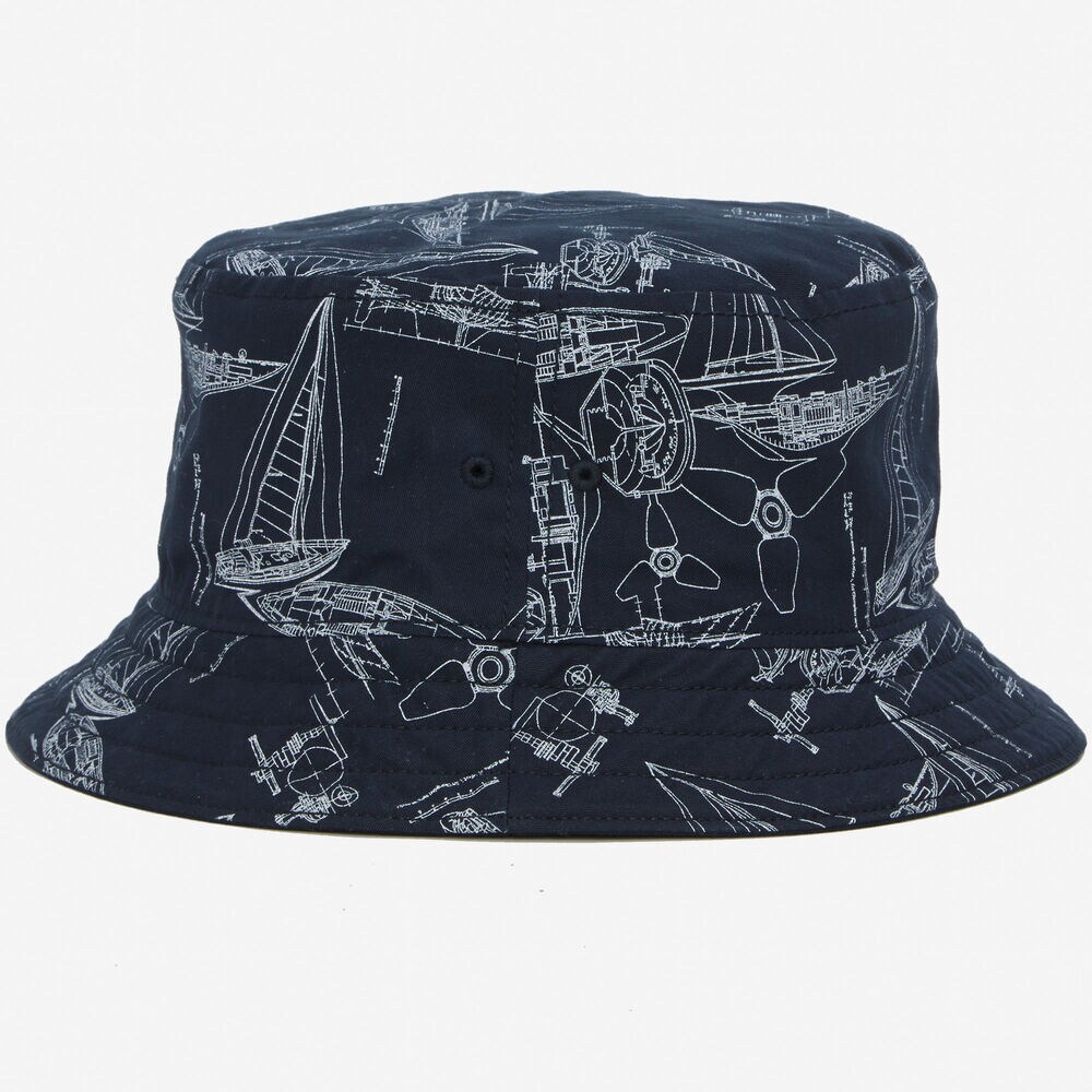 Reversible Printed Bucket Hat,Navy,large