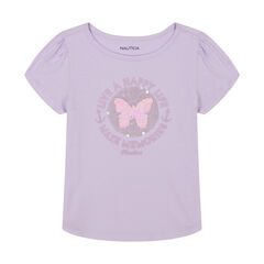 Girls' Live A Happy Life T-Shirt (7-16),Lavender,large