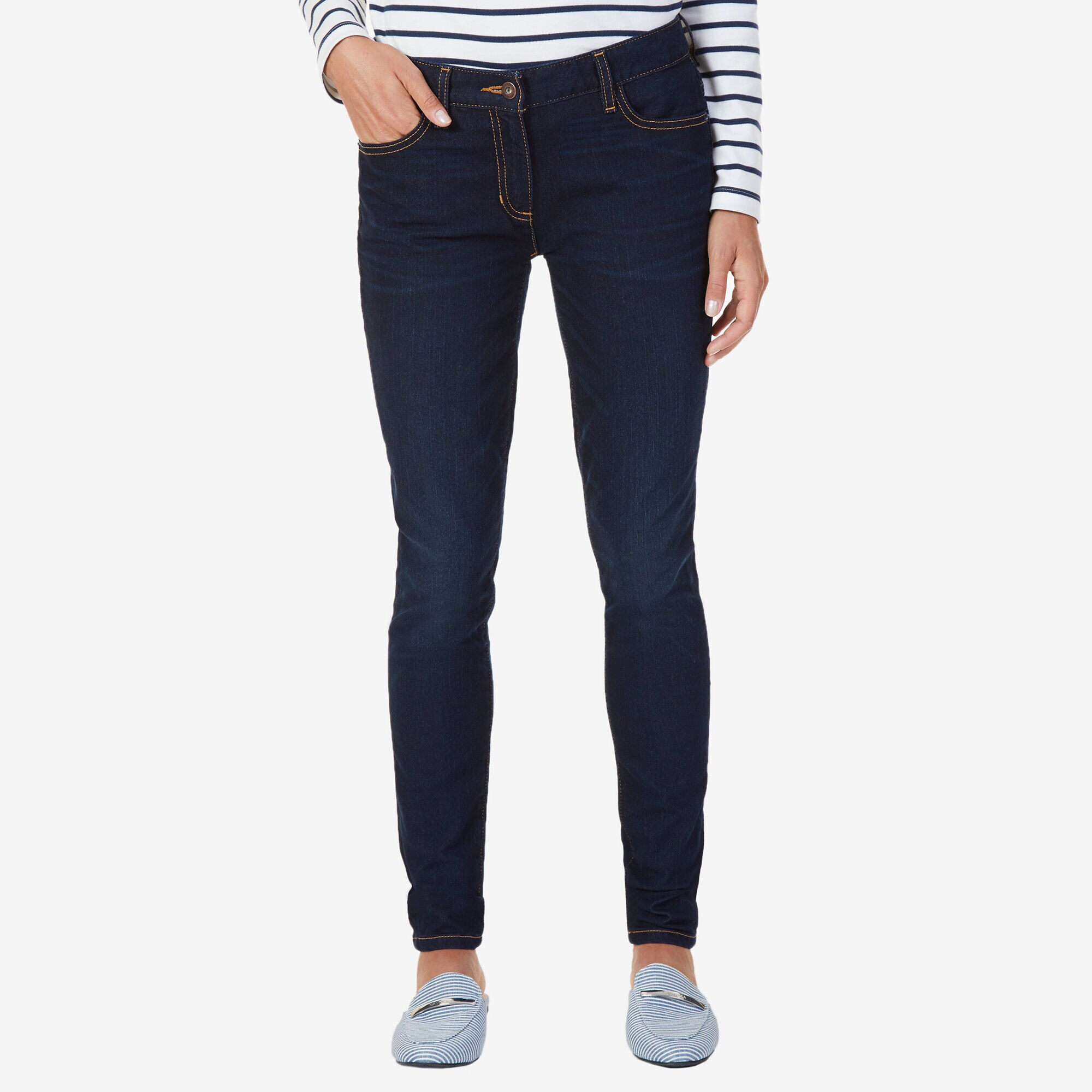 Stretch Skinny Fit Flat Front Jeans,Crystal Bay Blue,large