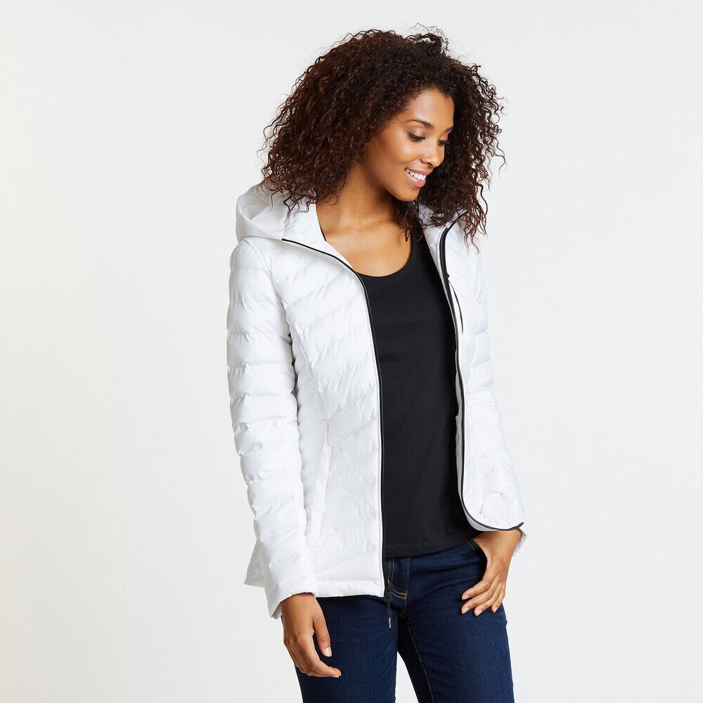 Stretch Jacket with Logo Hood,Bright White,large