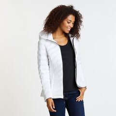 Stretch Jacket with Logo Hood,Bright White,large