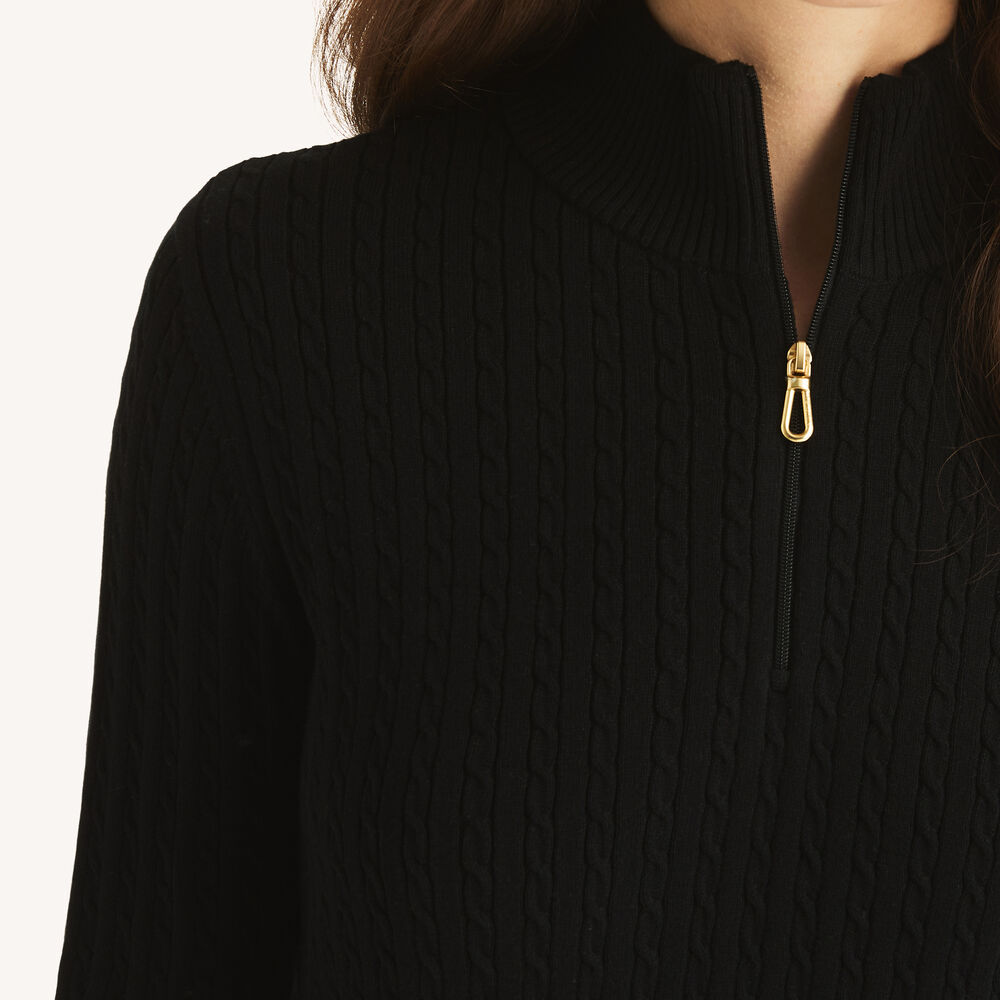 Quarter-Zip Mock-Neck Sweater,True Black,large