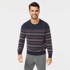 FAIR ISLE CREWNECK SWEATER,Navy,large