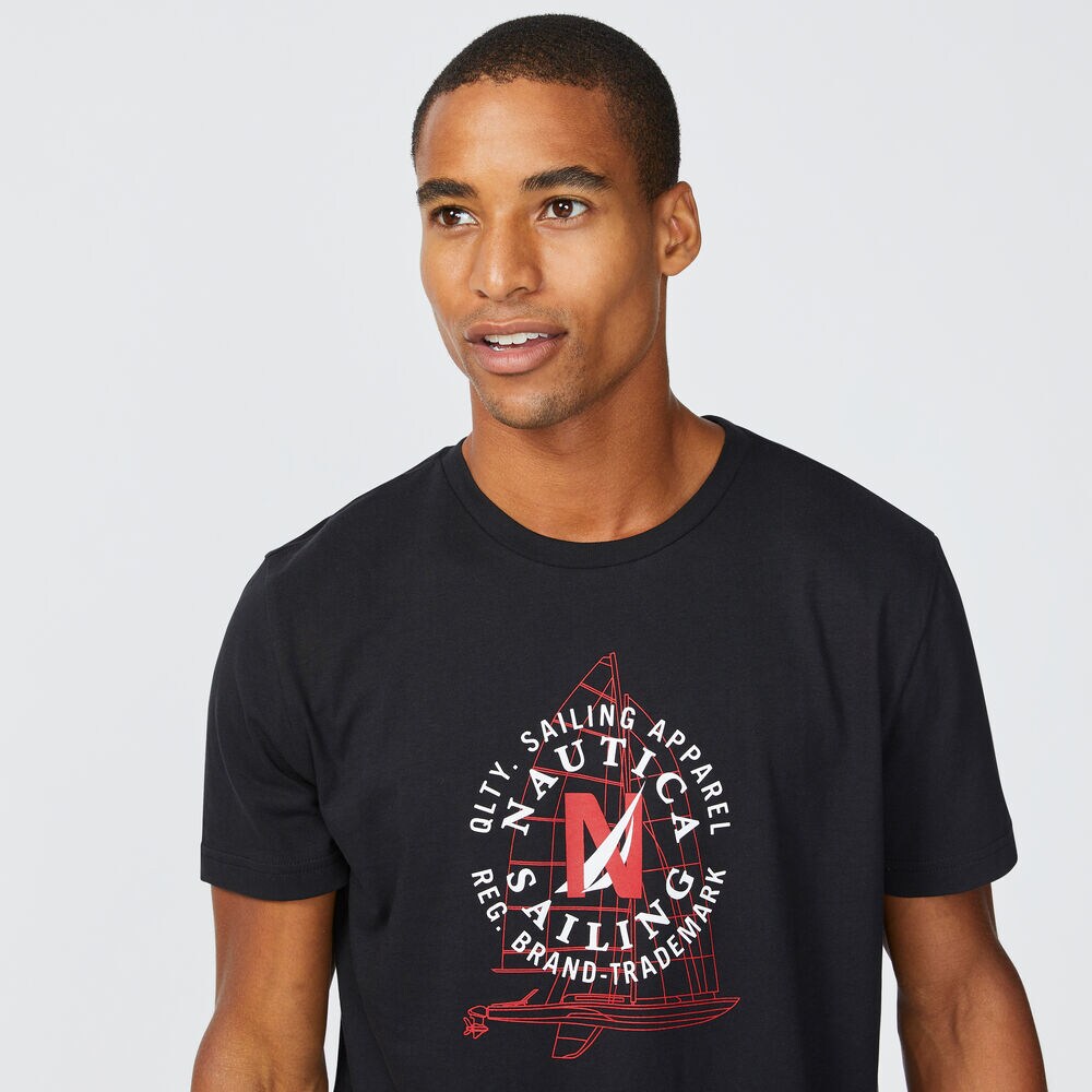 SAILING LOGO GRAPHIC SLEEP T-SHIRT,True Black,large