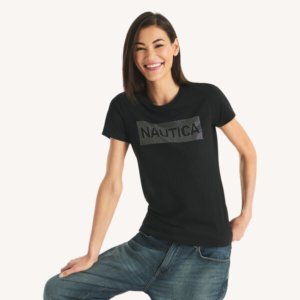 Rhinestone Logo Graphic T-Shirt