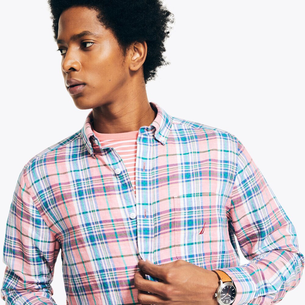 PLAID SHIRT,Dreamy Coral,large