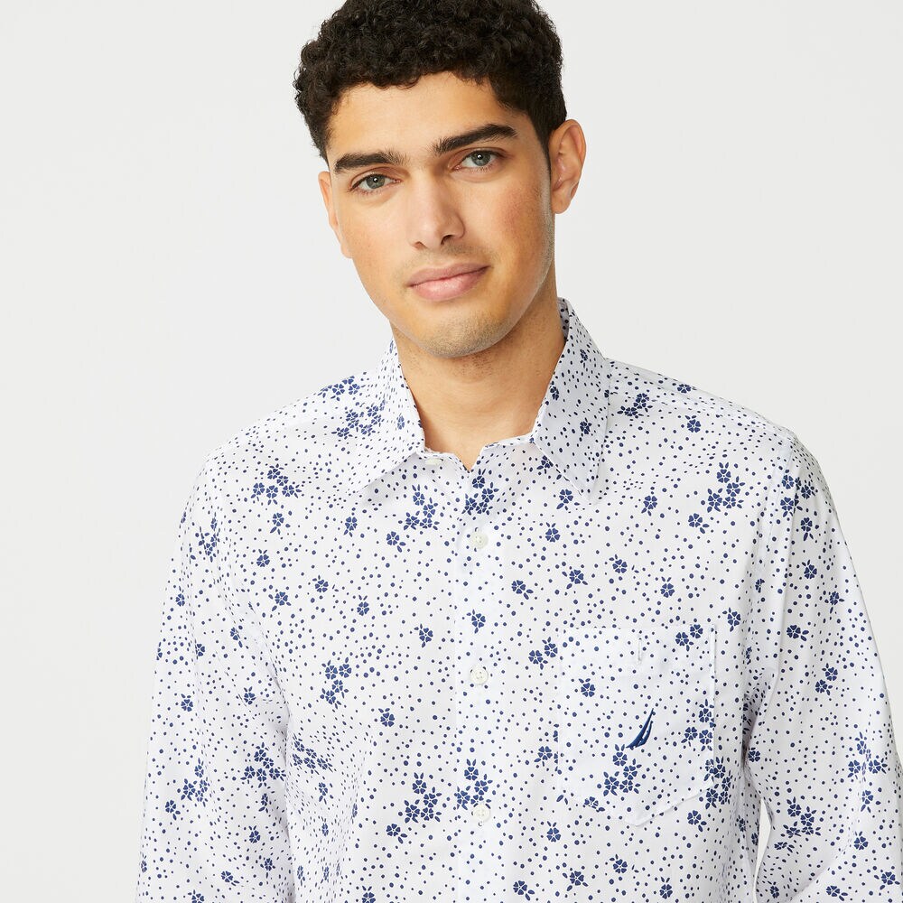 NAVTECH FLORAL POLKA DOT SHIRT,Bright White,large