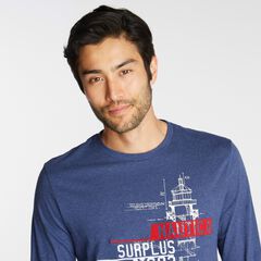 NS-83 SURPLUS LONG SLEEVE GRAPHIC TEE,Deep Navy Heather,large