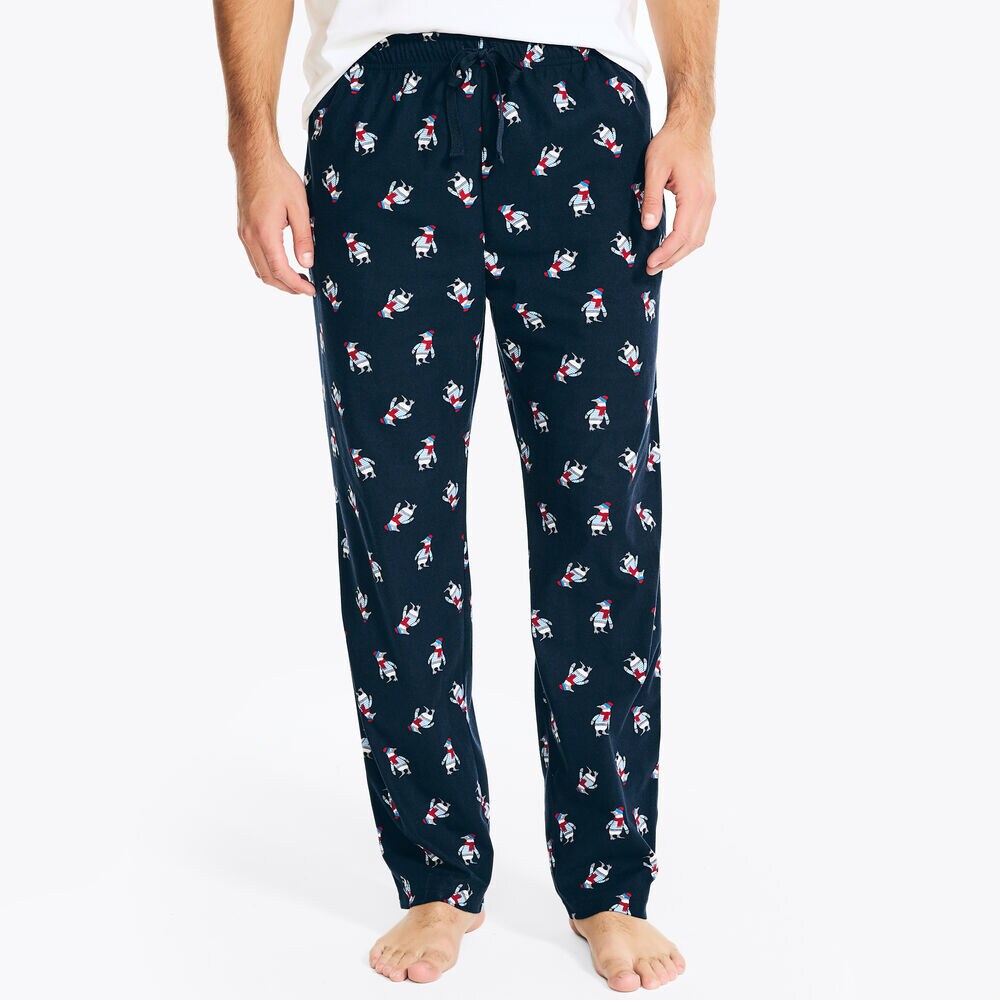 Printed Fleece Sleep Pant,Navy,large