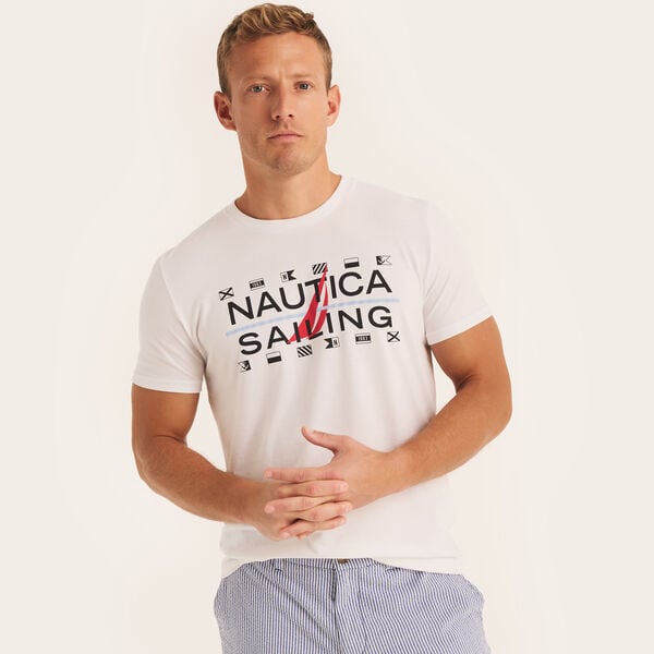 Sustainably Crafted Sailing Graphic T-Shirt - Bright White