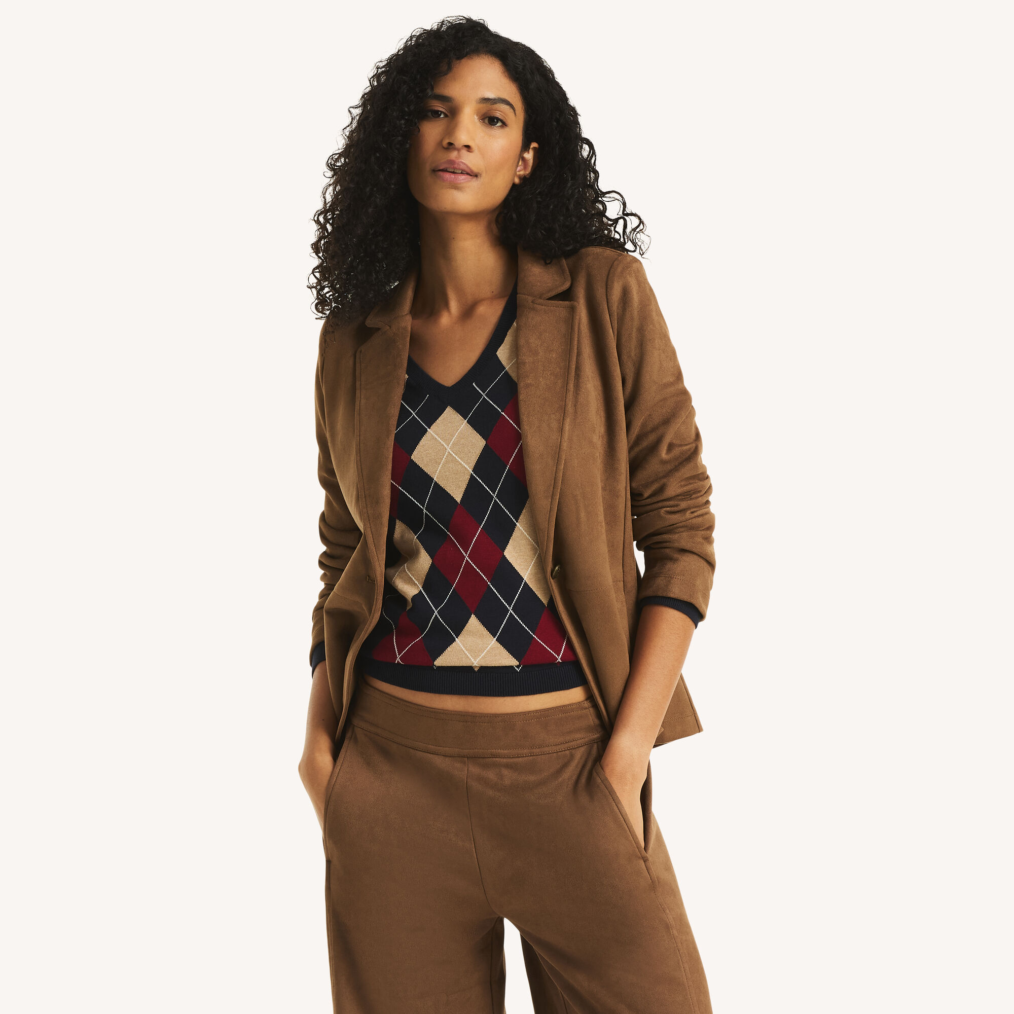 Scuba Suede Blazer,Wood Brown,large