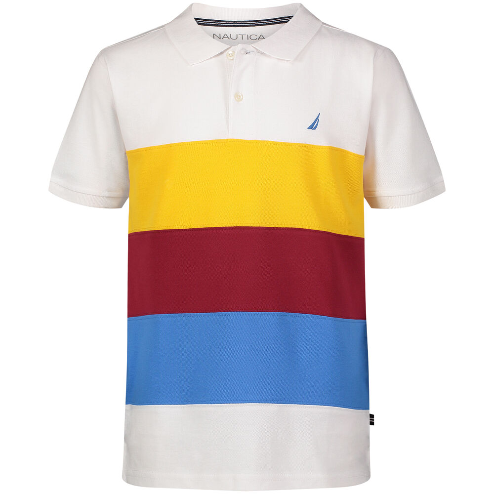 Boys' Colorblock Polo (8-20),Antique White Wash,large