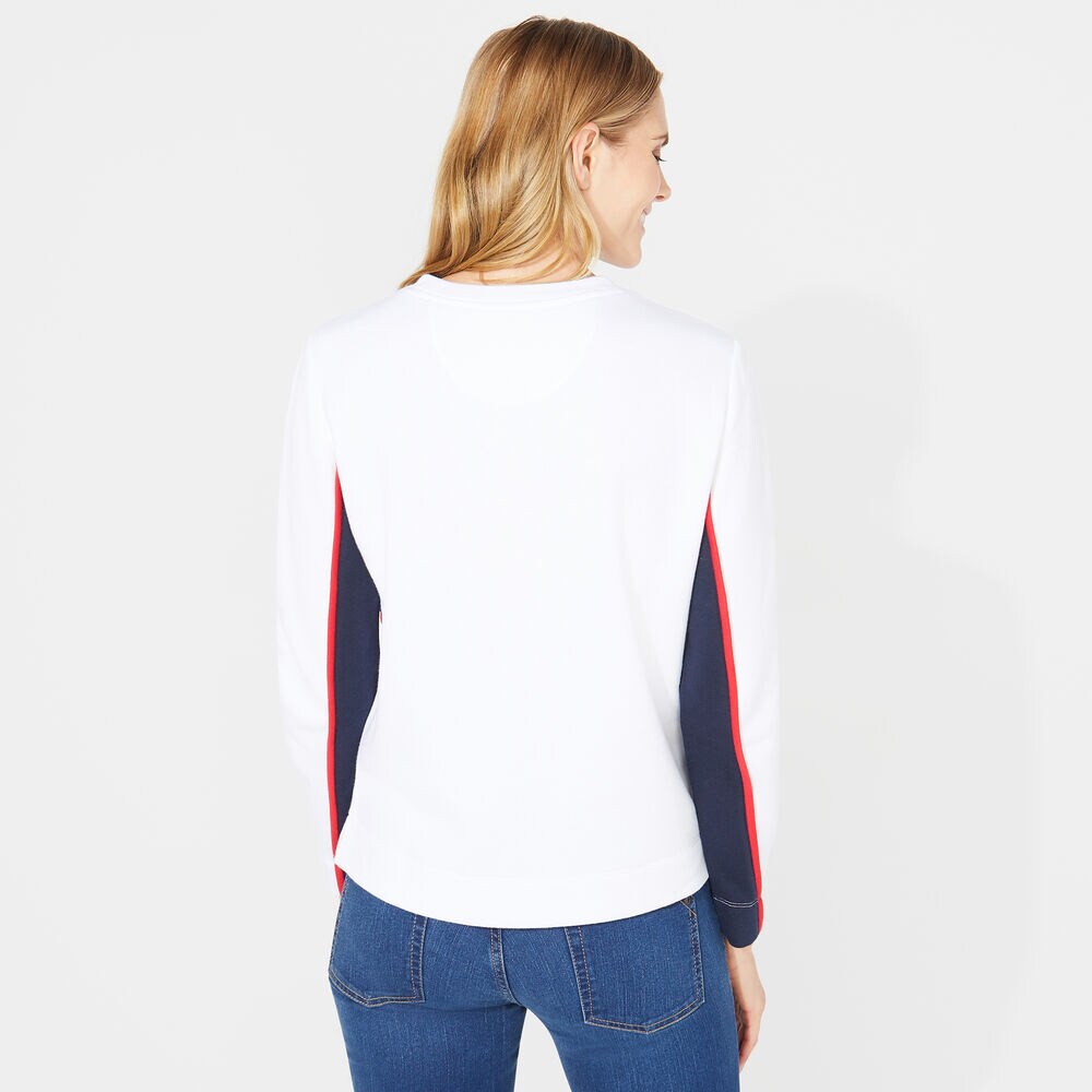 NAUTICA EMBOSSED COLORBLOCK SWEATSHIRT,Bright White,large