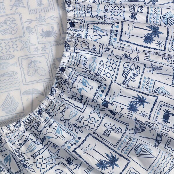 Beach Collage Blue Queen Sheet Set