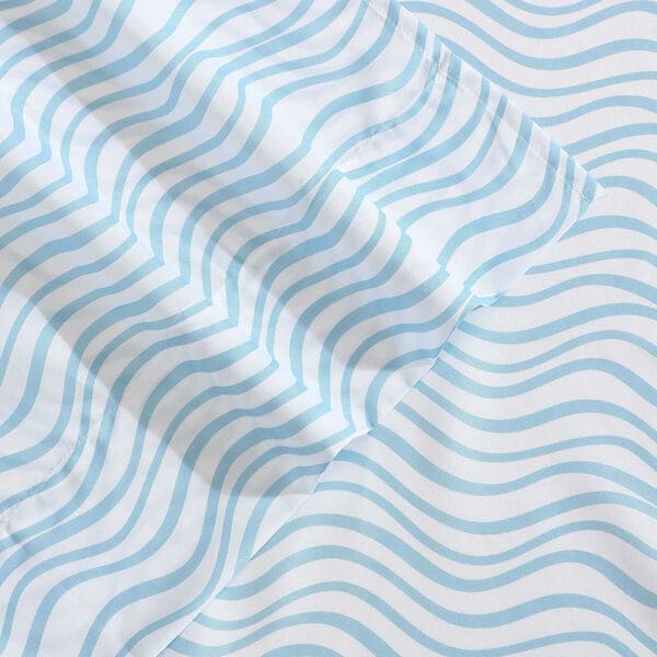 Lineary Waves Blue Twin Sheet Set