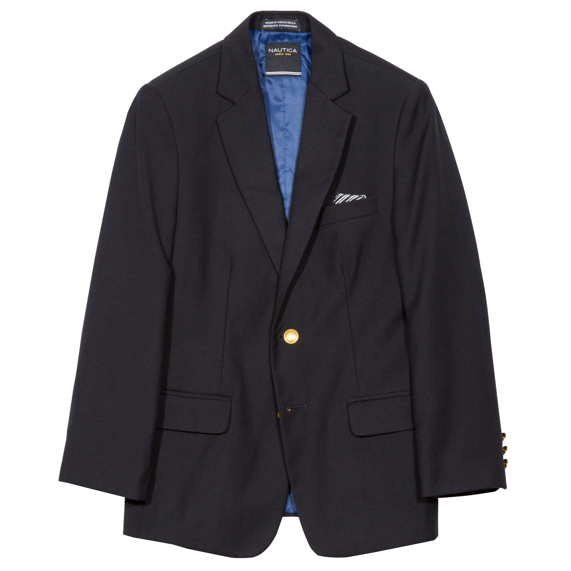 Boys' Brass Button Blazer (8-16),Sapphire/Pitch Yellow,large