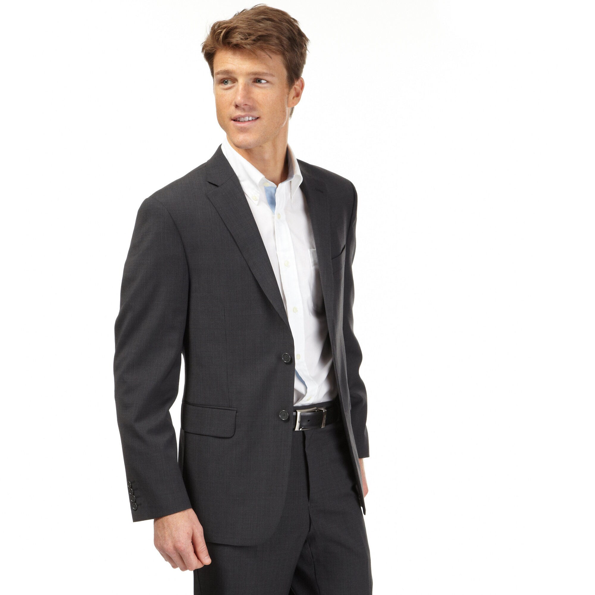 Wrinkle-Resistant Checked Suit Jacket,Charcoal,large