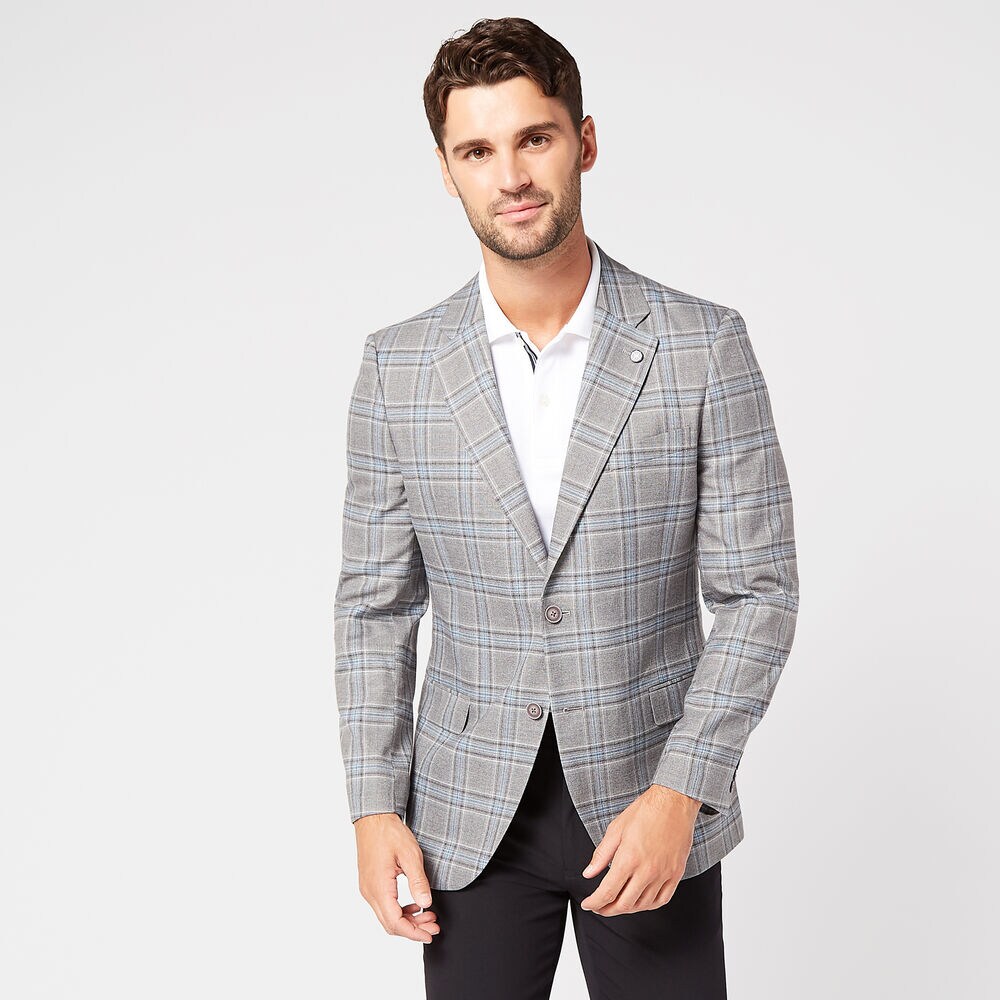 BRANFORD PLAID BLAZER IN LIGHT GREY,Rust,large