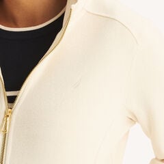 Mock-Neck Fleece Full-Zip Jacket,Sail White,large