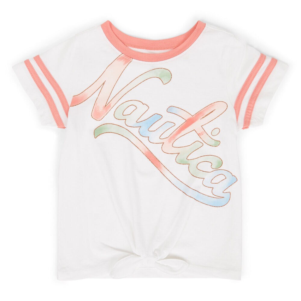 Little Girls' Logo Crewneck Athletic Tee (4-6X),Antique White Wash,large
