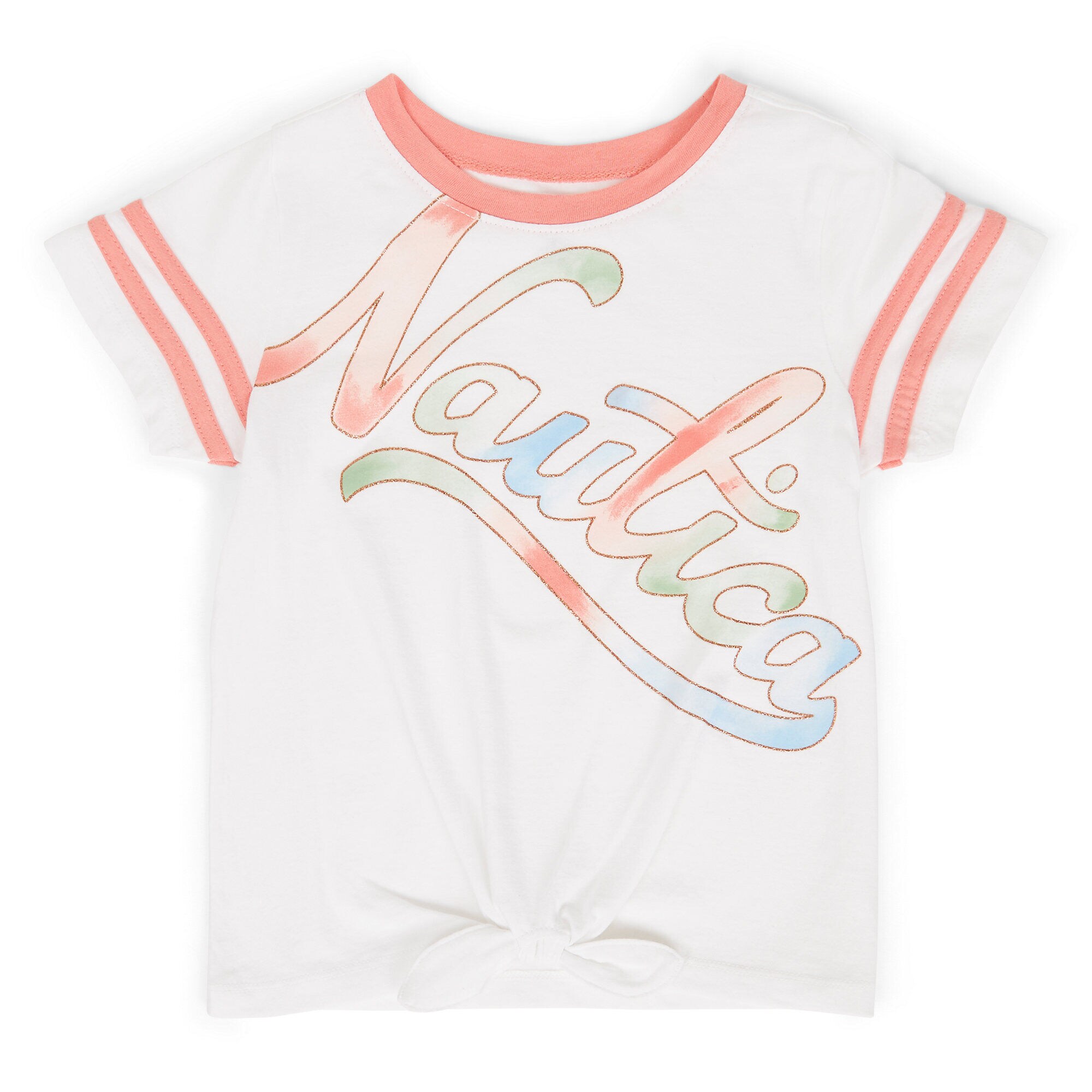 Little Girls' Logo Crewneck Athletic Tee (4-6X),Antique White Wash,large