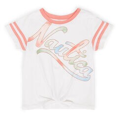 Little Girls' Logo Crewneck Athletic Tee (4-6X),Antique White Wash,large