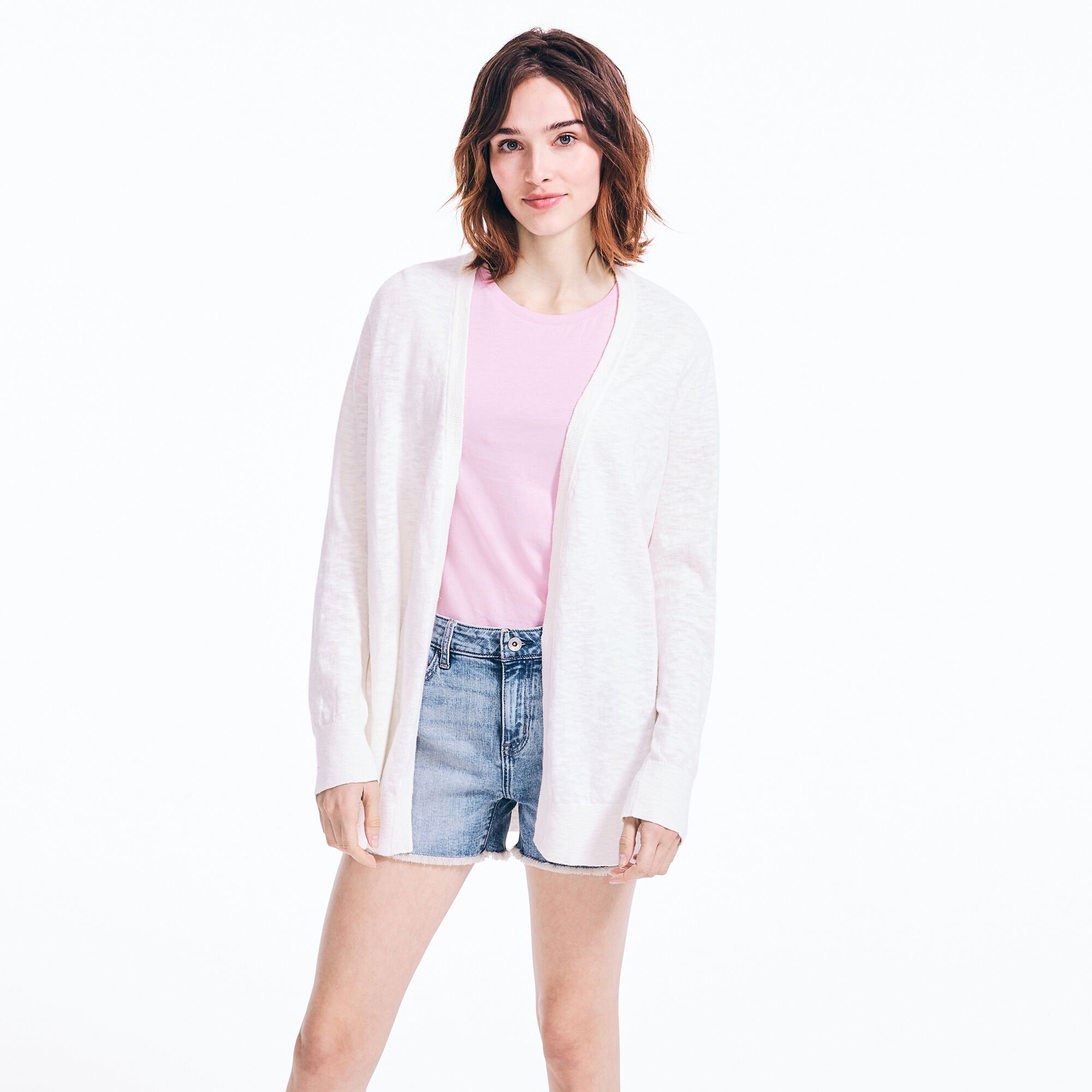 V-NECK OPEN FRONT CARDIGAN,Marshmallow,large