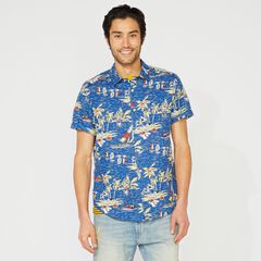 CLASSIC FIT LINEN PRINT SHIRT,Limoges,large