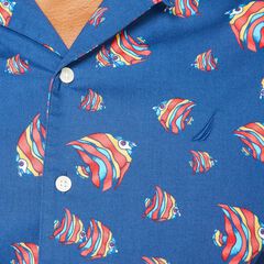 TROPICAL FISH PRINT SHORT-SLEEVE SHIRT,Estate Blue,large