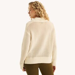 Lace-Up Sweater,Sail White,large