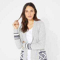 AZTEC PATTERN CARDIGAN,Fog,large