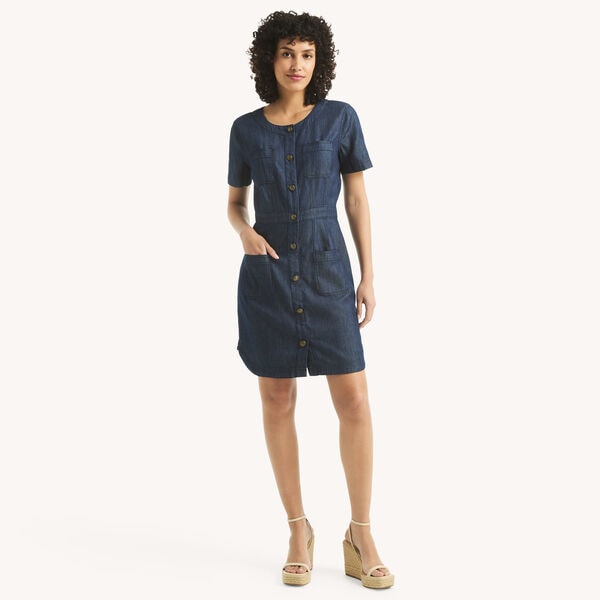 Button-Up Denim Dress