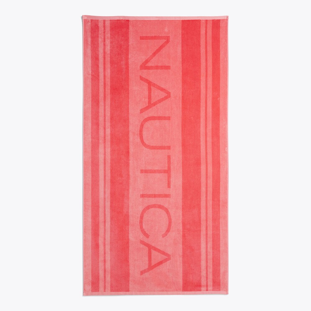 LOGO PRINT BEACH TOWEL,Tango Red,large