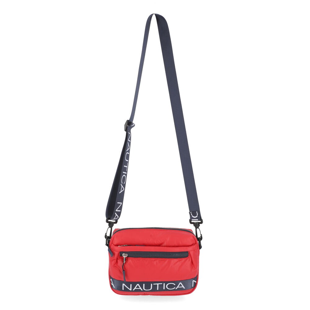 LOGO NYLON PUFFER BAG,Nautica Red/Orange,large