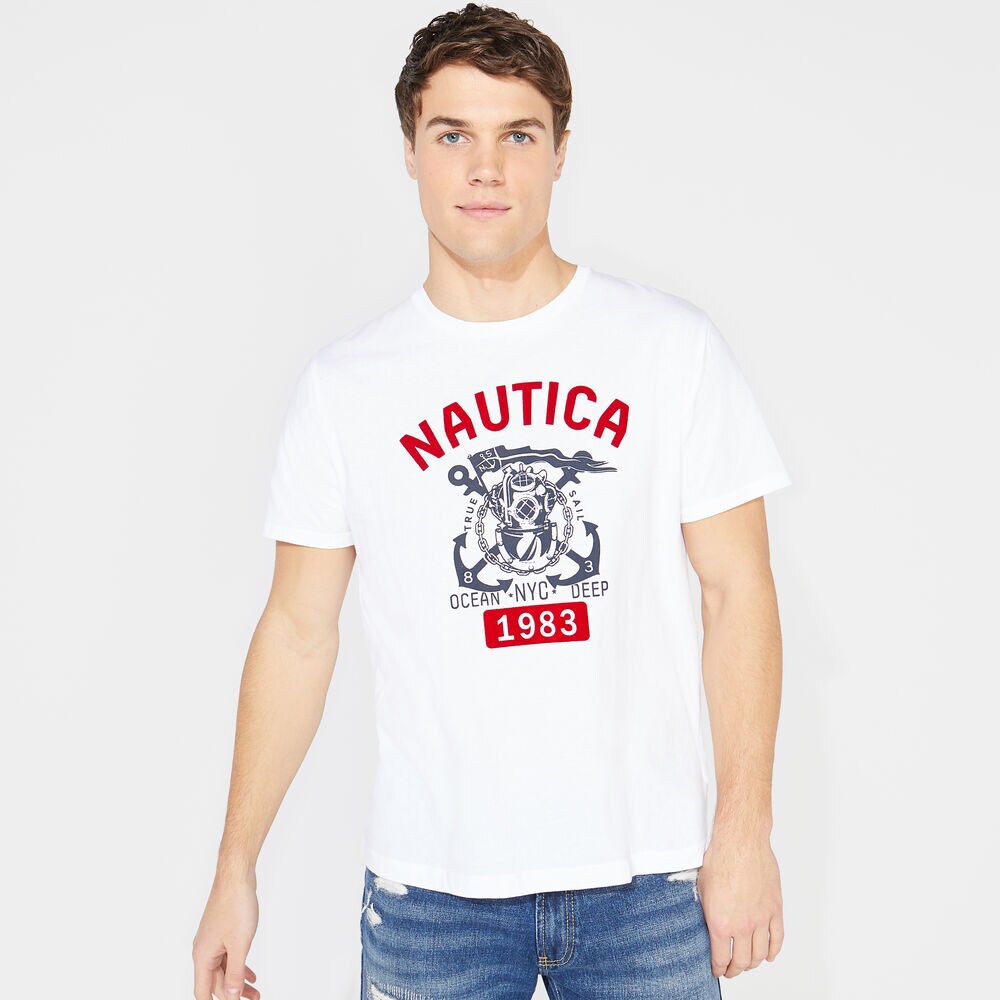 CROSSED ANCHORS GRAPHIC T-SHIRT,Bright White,large