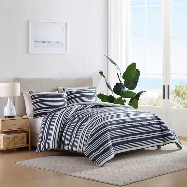 Coastline Stripe Blue Full/Queen Duvet Cover Set