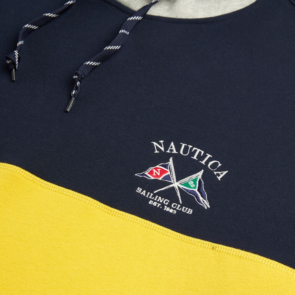 Big & Tall Sustainably Crafted Colorblock Logo Hoodie,Stellar Blue Heather,large
