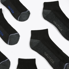 ATHLETIC LOGO QUARTER SOCKS, 6-PACK,Black,large
