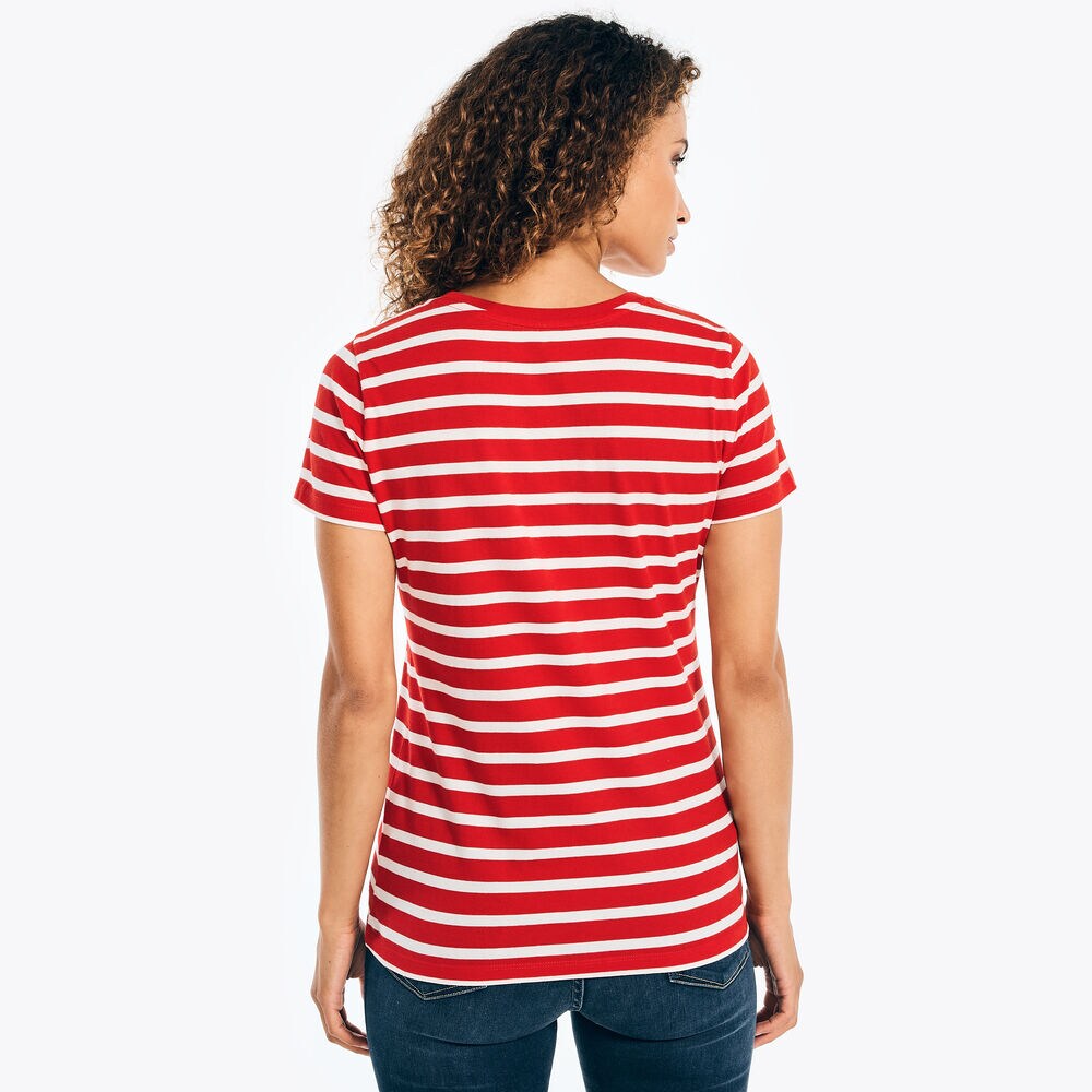 STRIPED CREWNECK T-SHIRT,Tomales Red,large