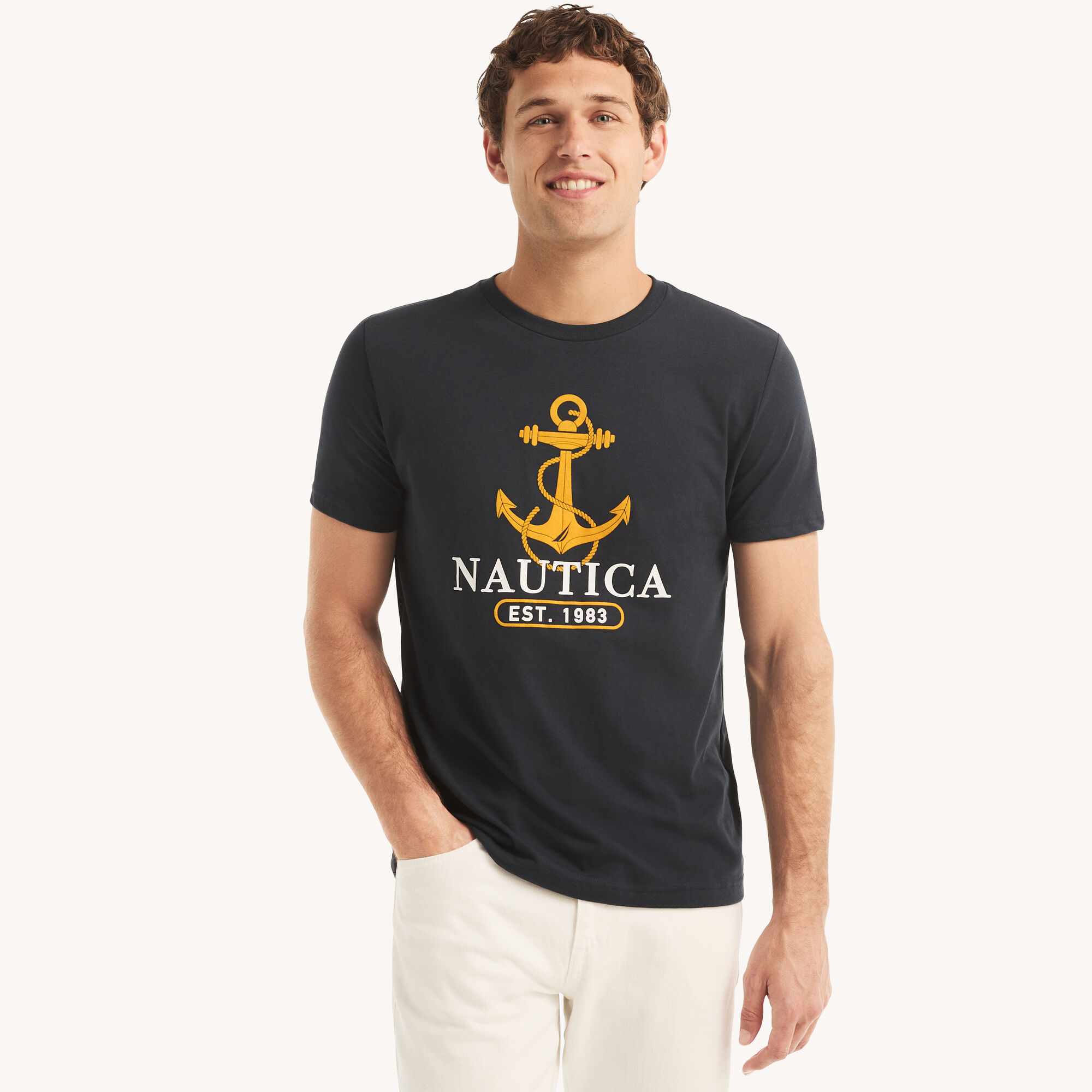 Anchor 1983 Graphic T-Shirt,Navy,large