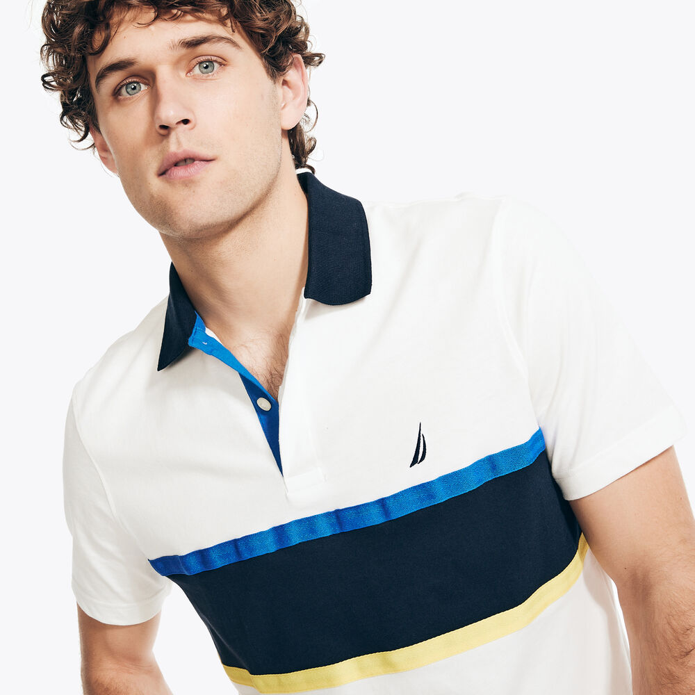 CLASSIC FIT RUGBY CHEST-STRIPE POLO,Sail White,large