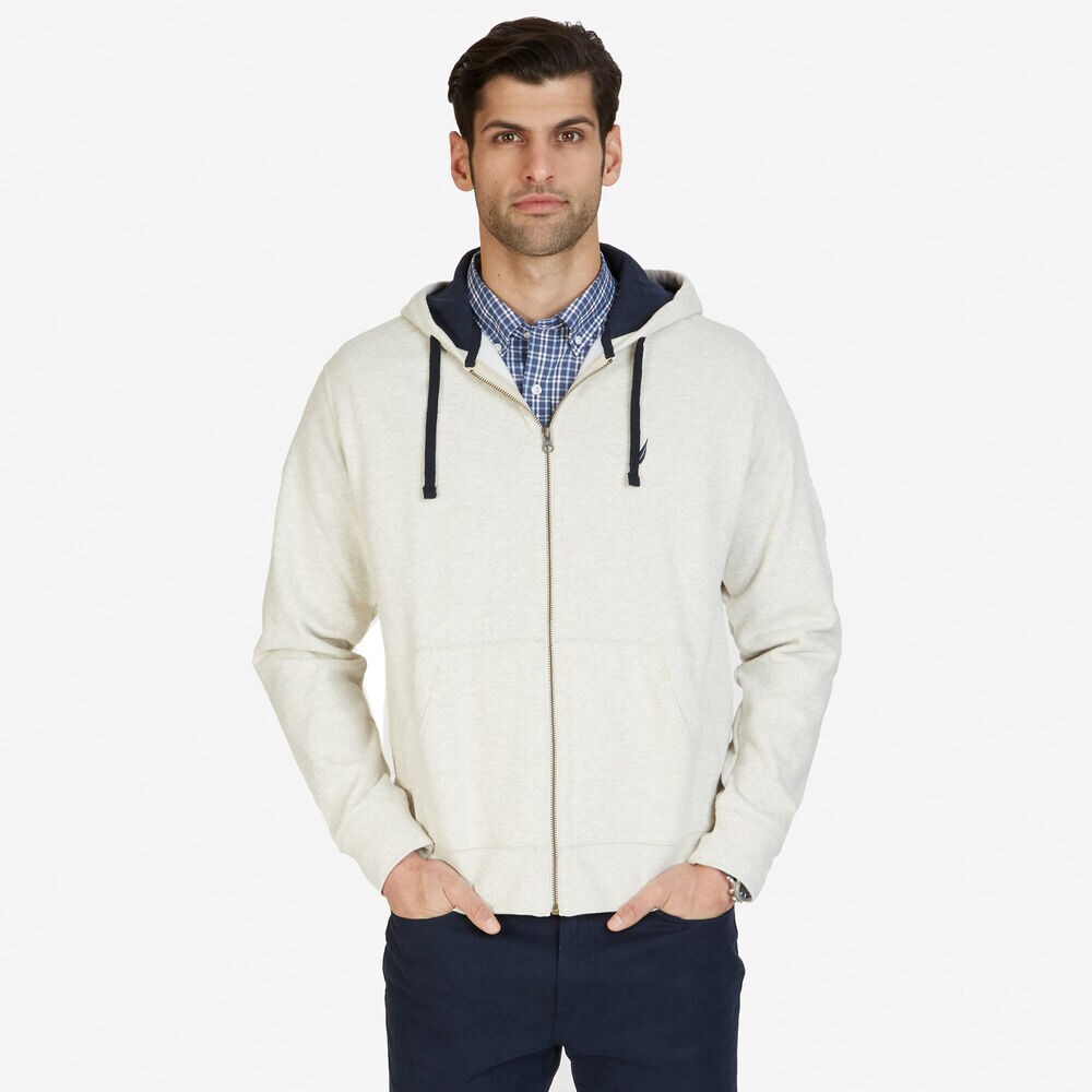 Full Zip Hoodie,Oatmeal Heather,large