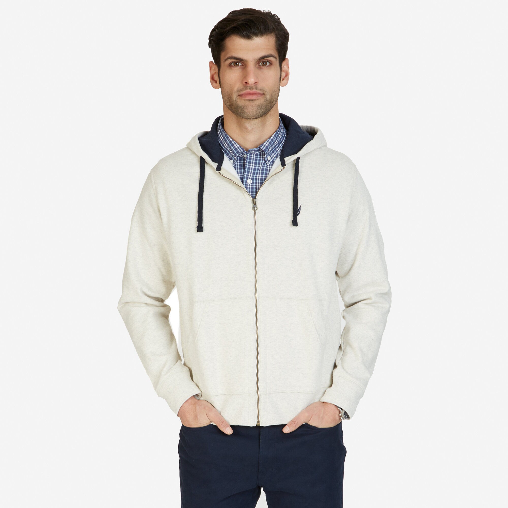 Full Zip Hoodie,Oatmeal Heather,large