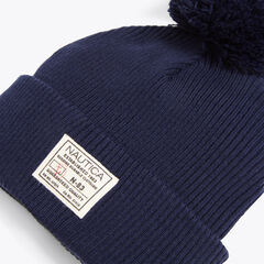 Rib-Knit Pom Hat,Aquadream,large