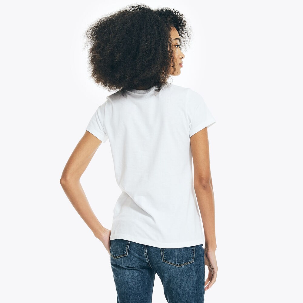 SUSTAINABLY CRAFTED EMBROIDERED WAVE GRAPHIC POCKET T-SHIRT,Bright White,large