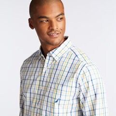 CLASSIC FIT POPLIN SHIRT IN BRIGHT OPEN PLAID,Bright White,large