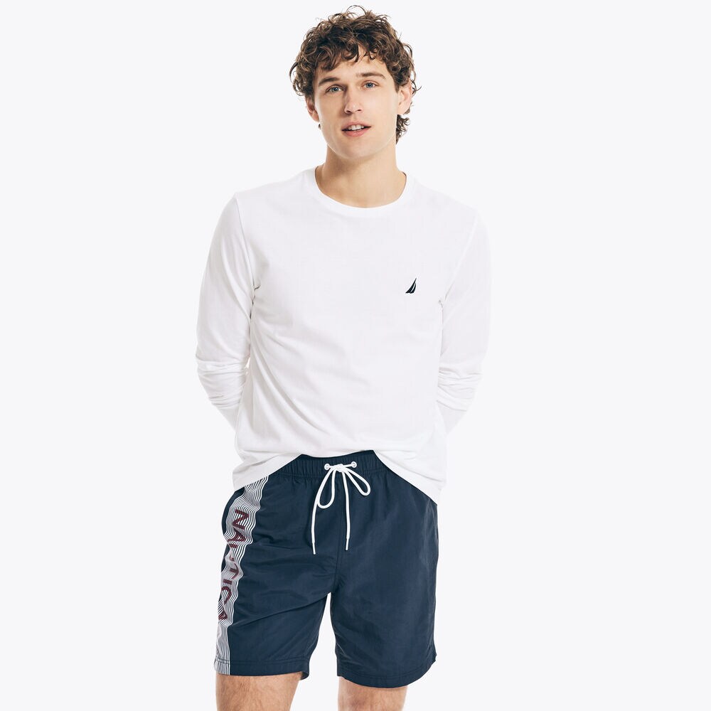 8" LOGO STRIPE QUICK-DRY SWIM,Navy,large