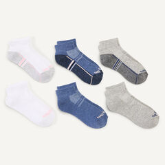 Athletic Quarter Socks, 6-Pack,Deep Ocean Blue Wash,large